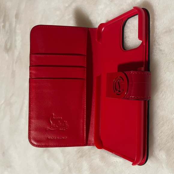 Christian Louboutin Red Leather iPhone Case w/Card Slots & Metal Snap Closure - Picture 8 of 13